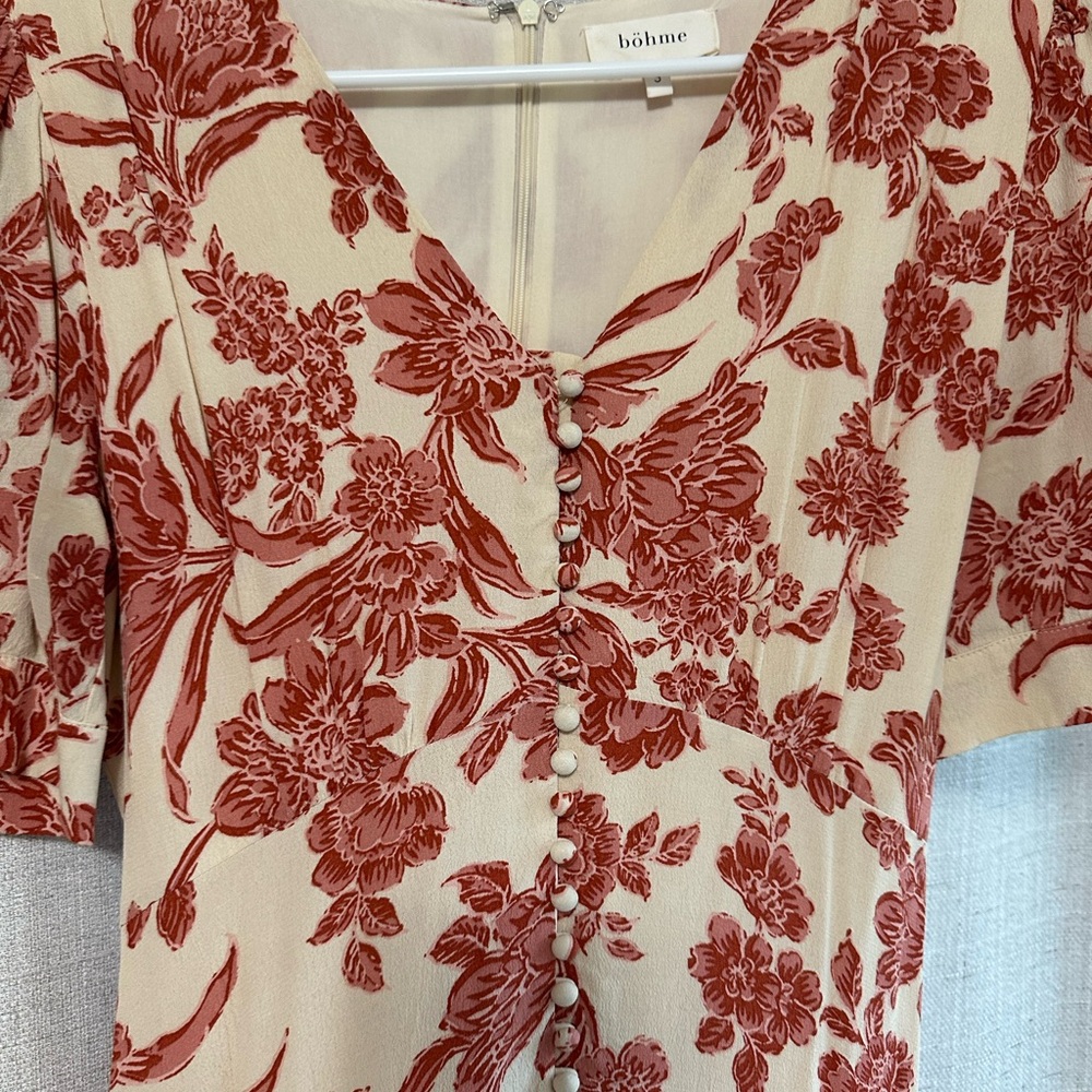 Bohme Cream and Red Floral Dress
